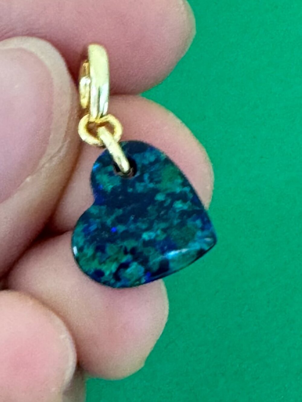 Authentic Pandora Opalescent Green Heart Dangle Charm